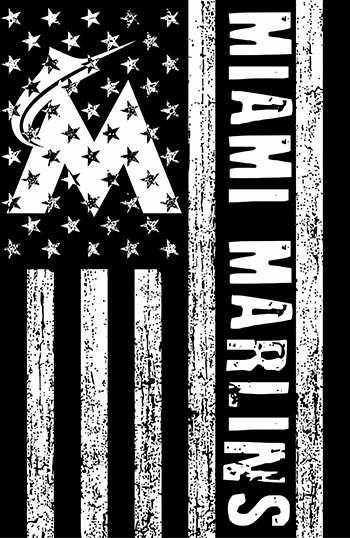 Miami Marlins Black And White American Flag logo iron on paper